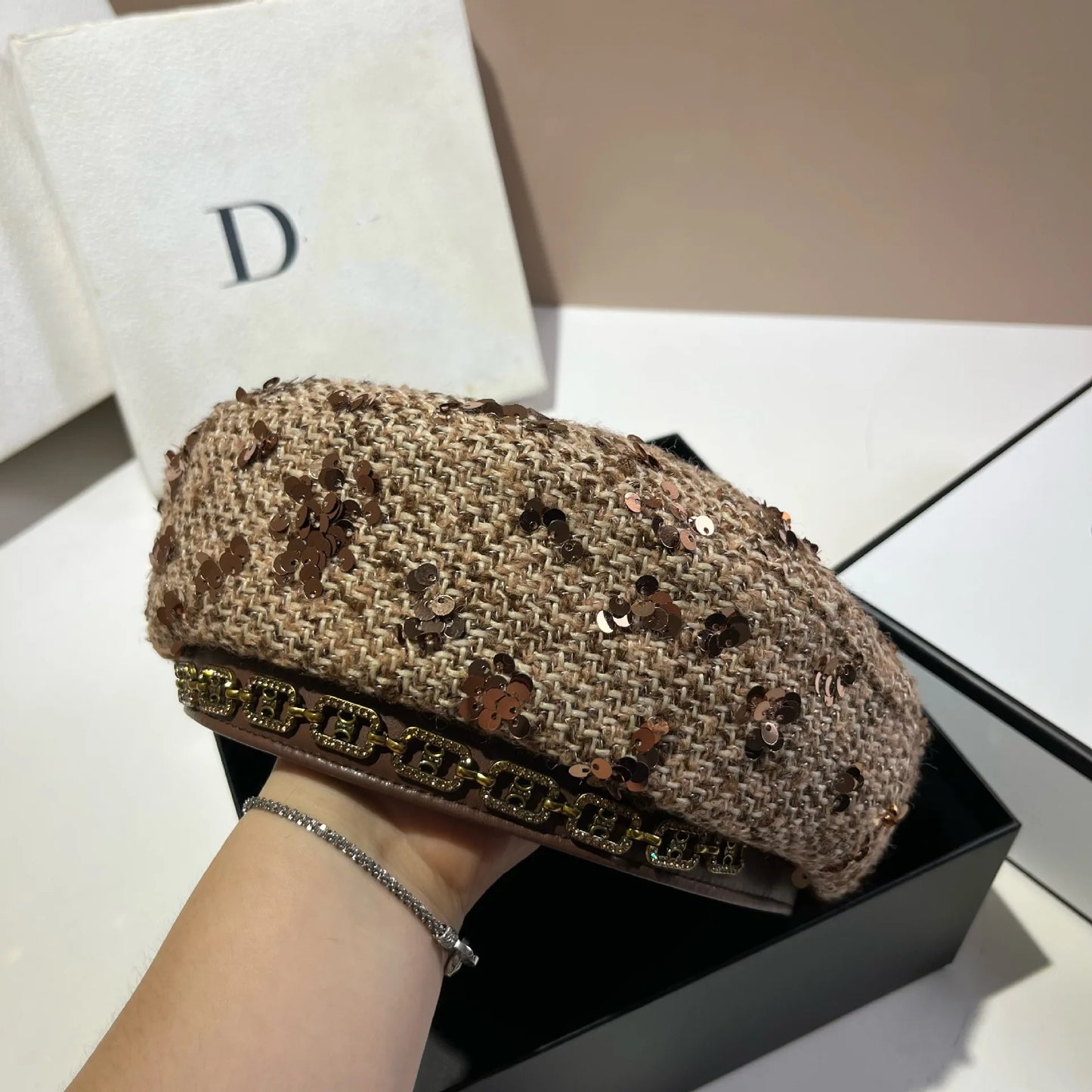 Floral Sequined Beret