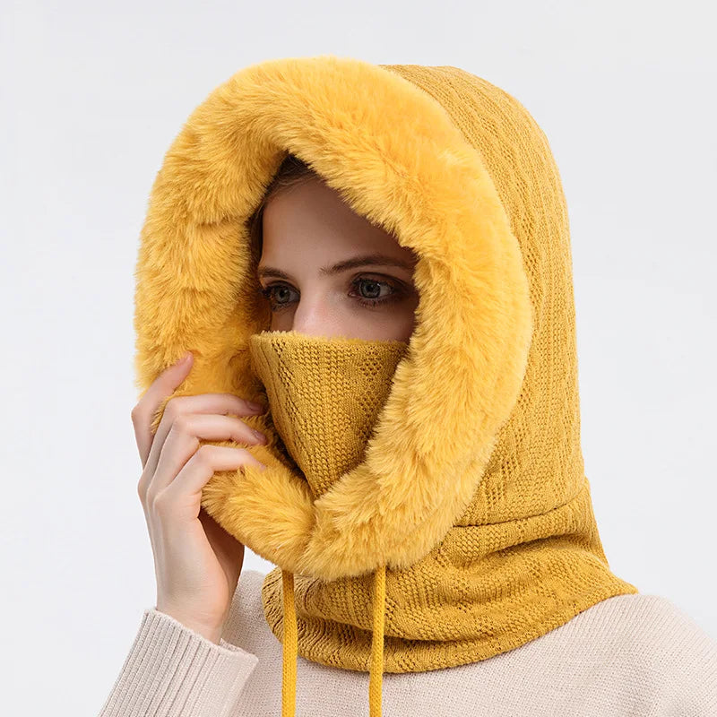 Knitted Balaclava Beanie Hat – Built-In Face Mask, Hood & Neck Scarf for the Woman Who Does It All ❄️🧶