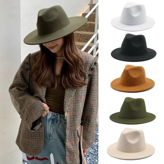 Hat Women Hat Luxury Hats for Women Fashion Formal Wedding Decorate Camel Panama Cap Jazz Flat Brim Top Fedora Hat Gorras