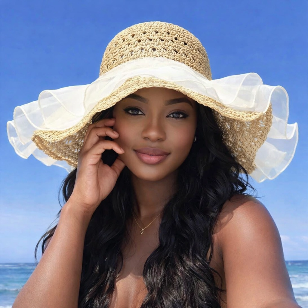 Summer Straw Hat Foldable Sun Hat Wide Large Brim Beach Hats Fashion Holiday Straw Hat Beach UV Protection Cap