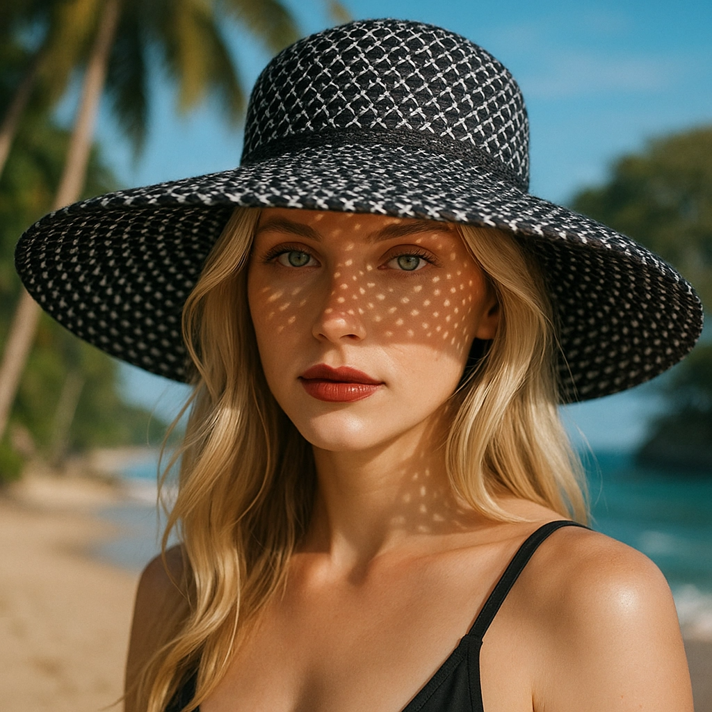 Wide Brim Patchwork Straw Sun Hat — Beach & Festival Fave