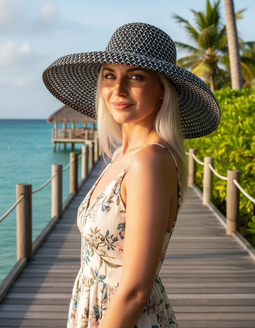 Wide Brim Patchwork Straw Sun Hat — Beach & Festival Fave