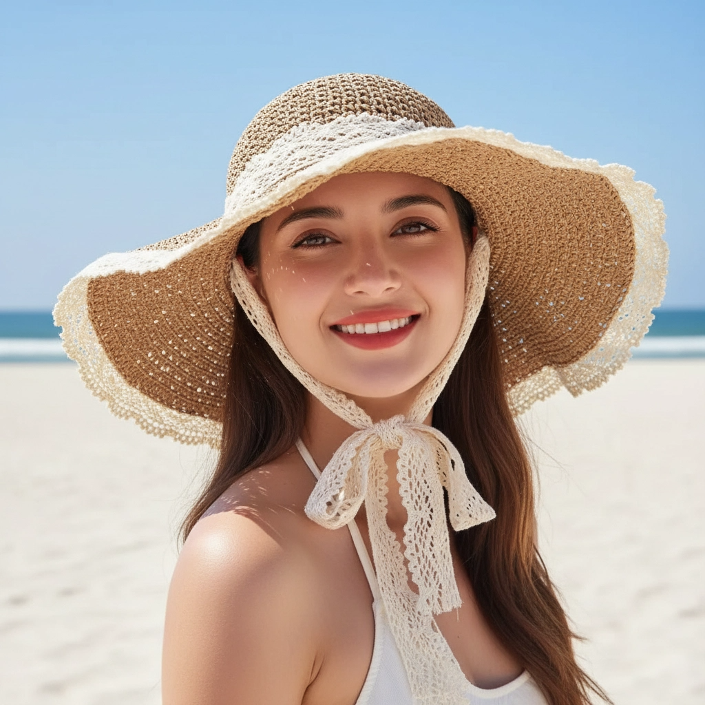 Summer Straw Hat Foldable Sun Hat Wide Large Brim Beach Hats Fashion Holiday Straw Hat Beach UV Protection Cap