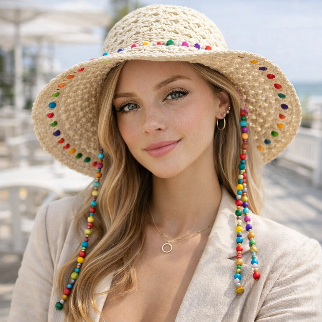 Summer Straw Hat Foldable Sun Hat Wide Large Brim Beach Hats Fashion Holiday Straw Hat Beach UV Protection Cap