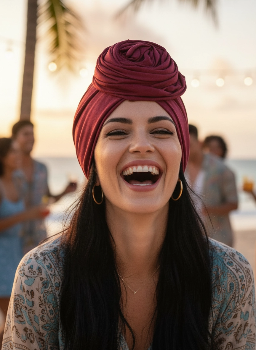Big Rose Flower Turban Wrap — Boho Elastic Headband for Every Season